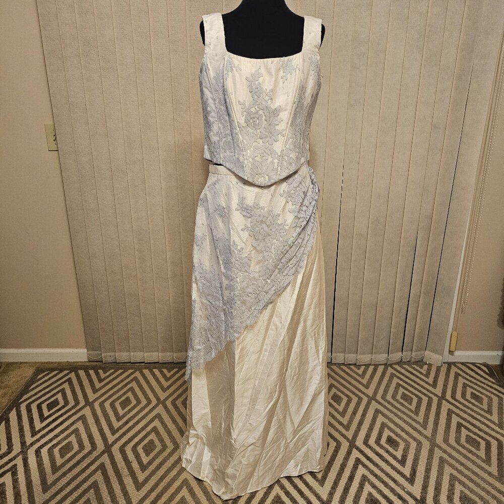 Herve Mariage‎ Beige/Blue Wedding Dress 8